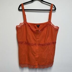 NWT Torrid SIZE 3 Fiesta Cotton Lace Trim Cami Orange 3X 22 24